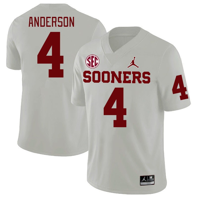 Men #4 Nic Anderson Oklahoma Sooners 2024 SEC Conference College Football Jerseys-White